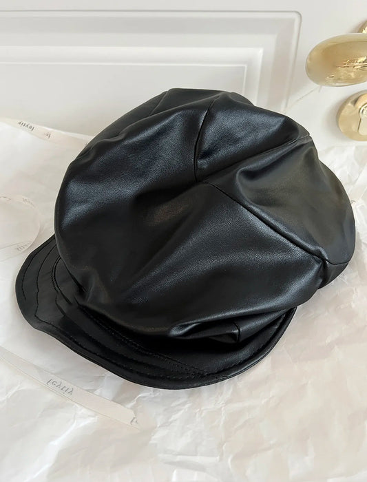 Faux Leather Beret