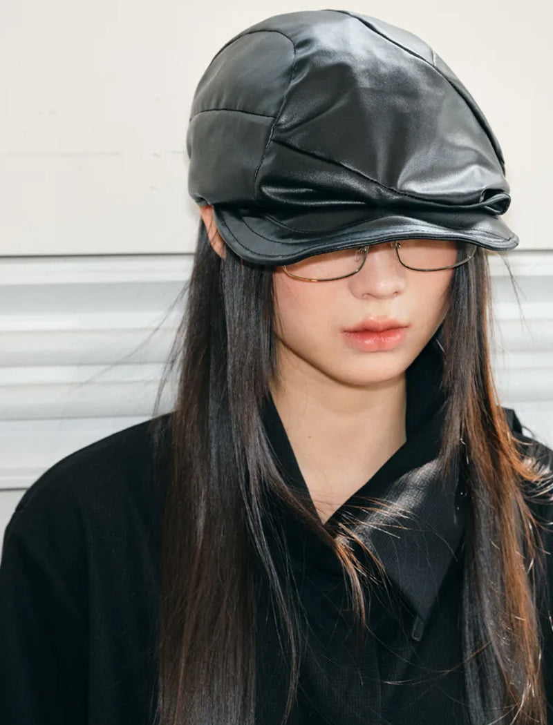 Faux Leather Beret