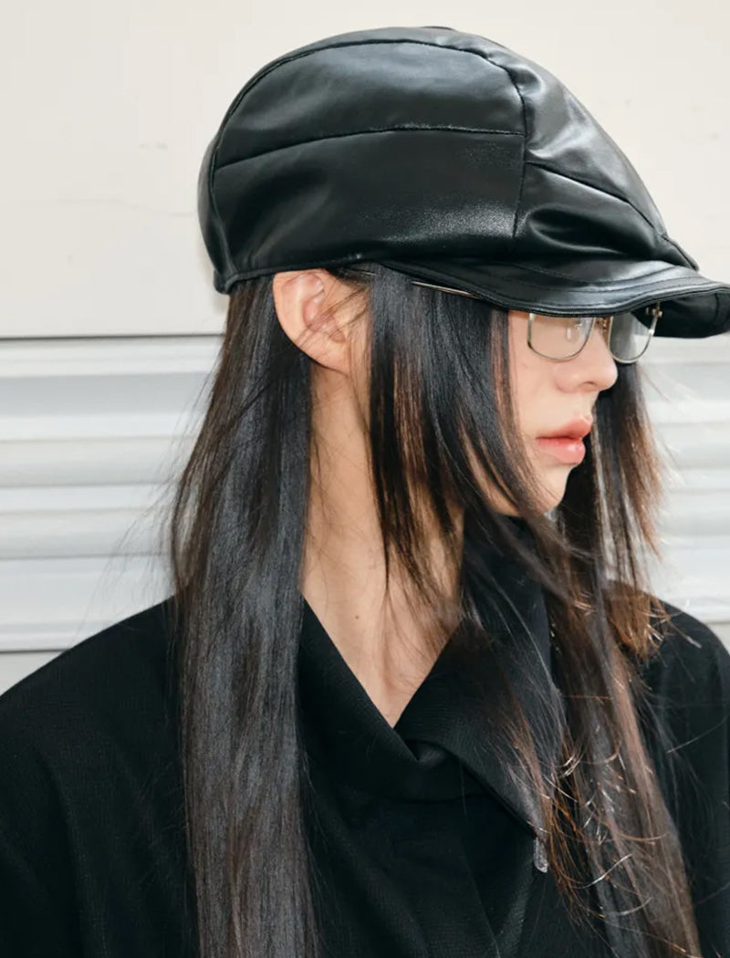 Faux Leather Beret