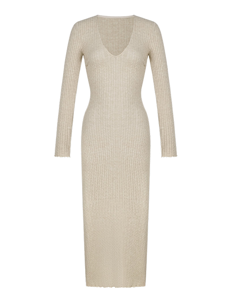 Cable Knit Long Sleeve Dress