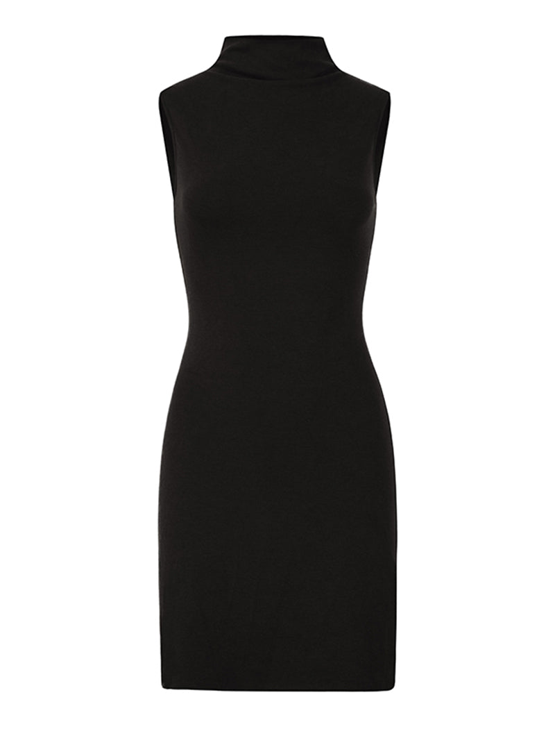 Fitted Sleeveless Mock Neck Dress