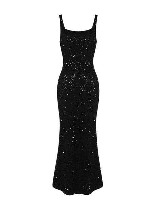 Sleeveless Beaded Backless Dress