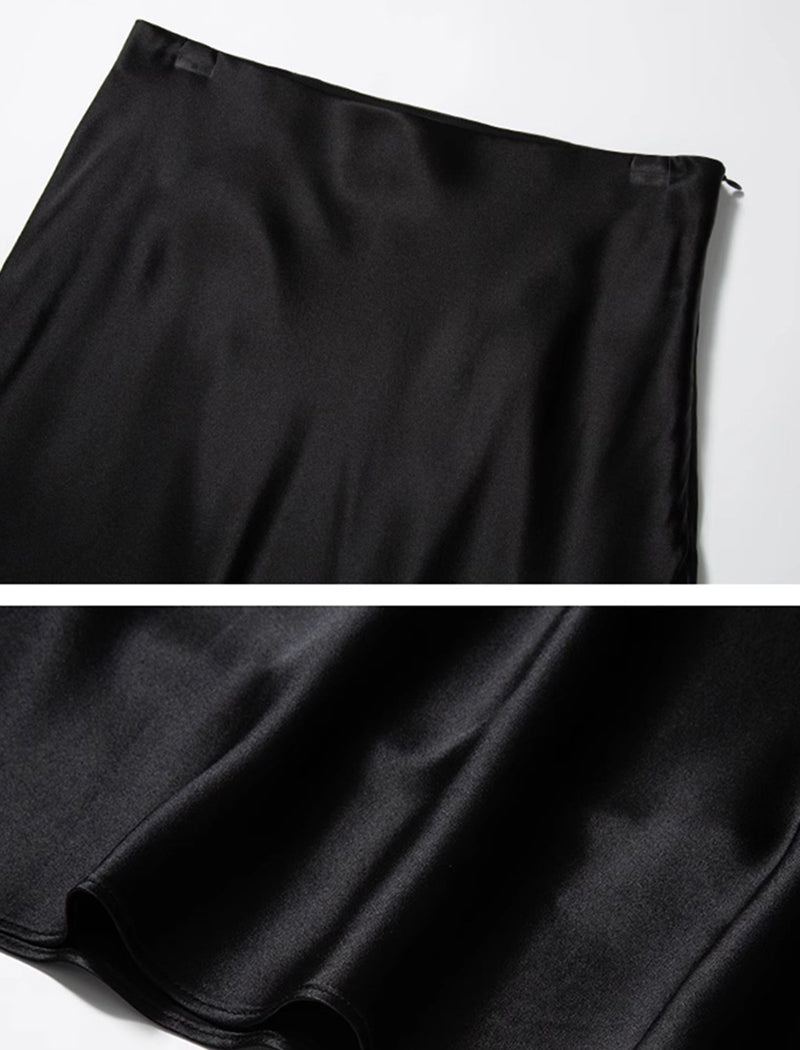 High-Waisted Satin Midi Skirt