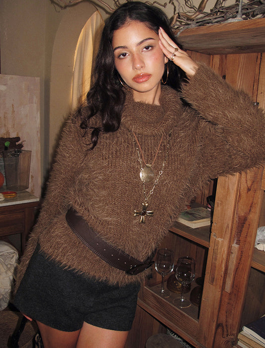 Relaxed Turtleneck Knit Sweater