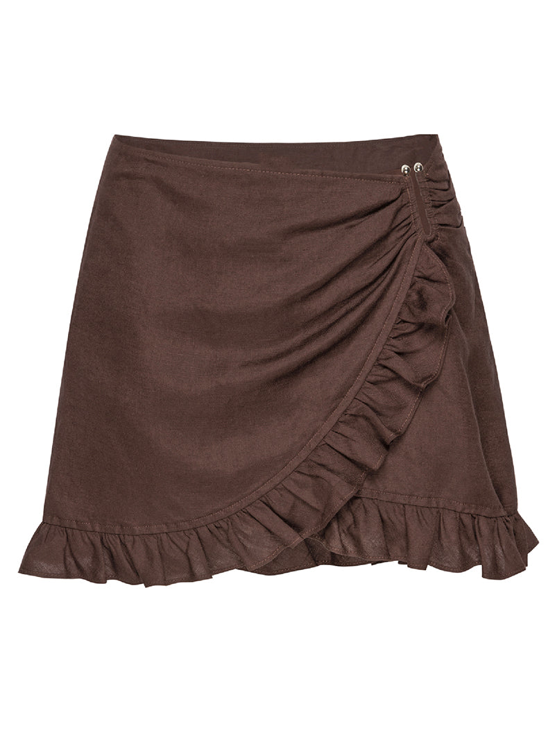 Ruffled Wrap Mini Skirt