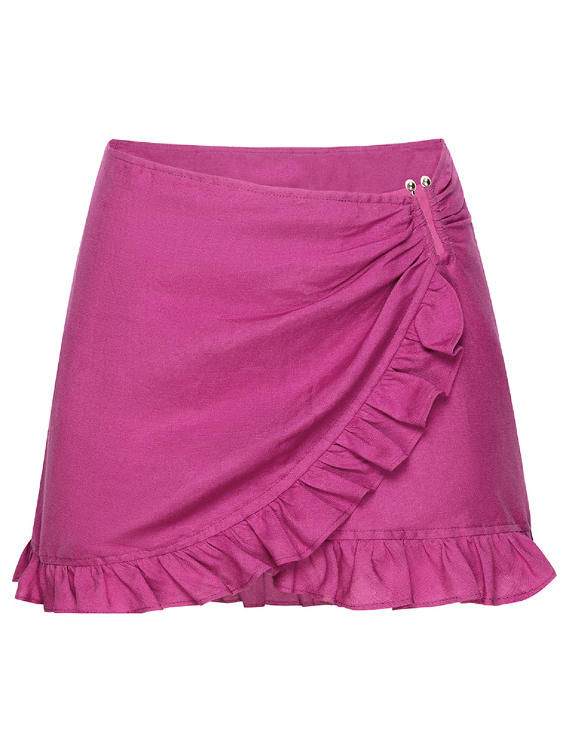 Ruffled Wrap Mini Skirt