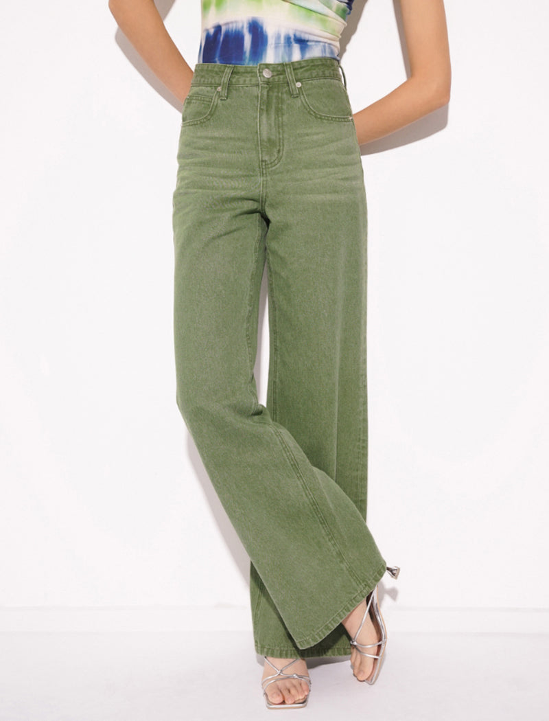 Wide-Leg High-Rise Casual Pants