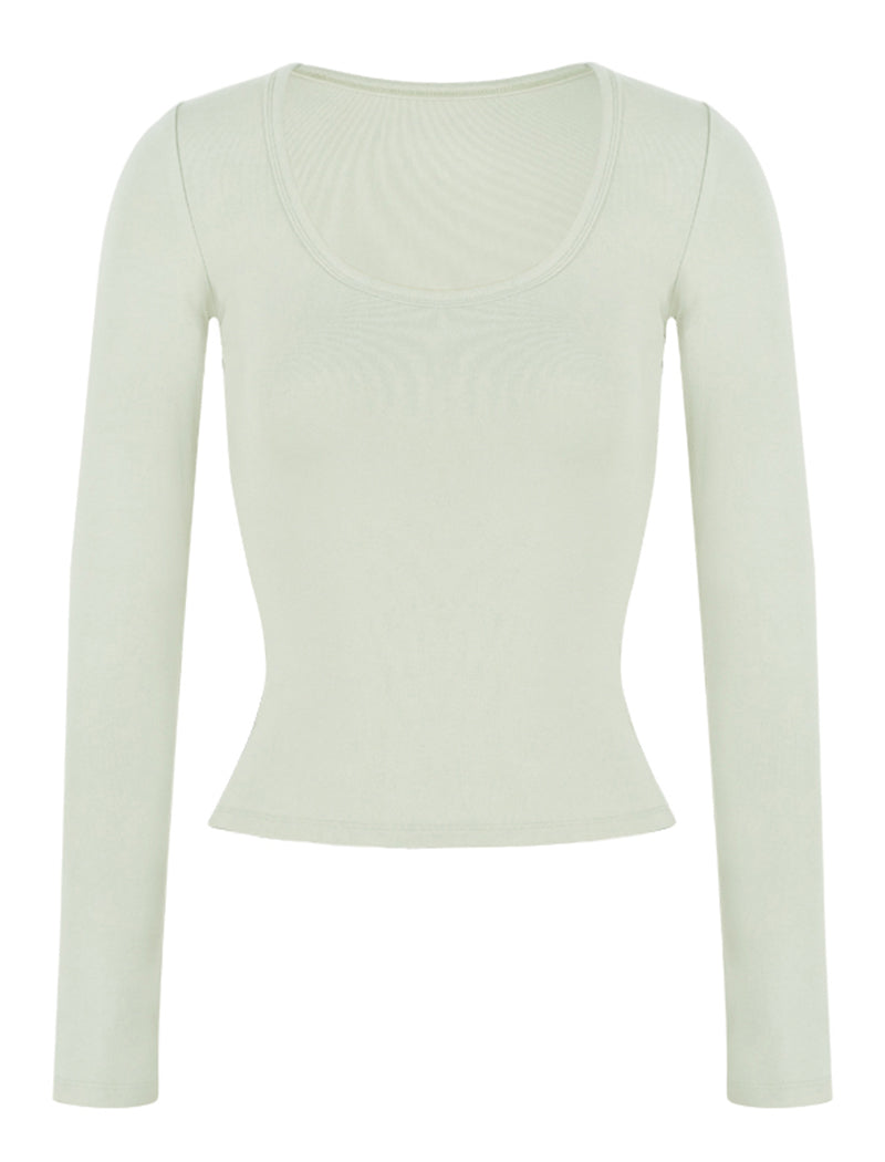 Fitted Long-Sleeve Crew Neck Top