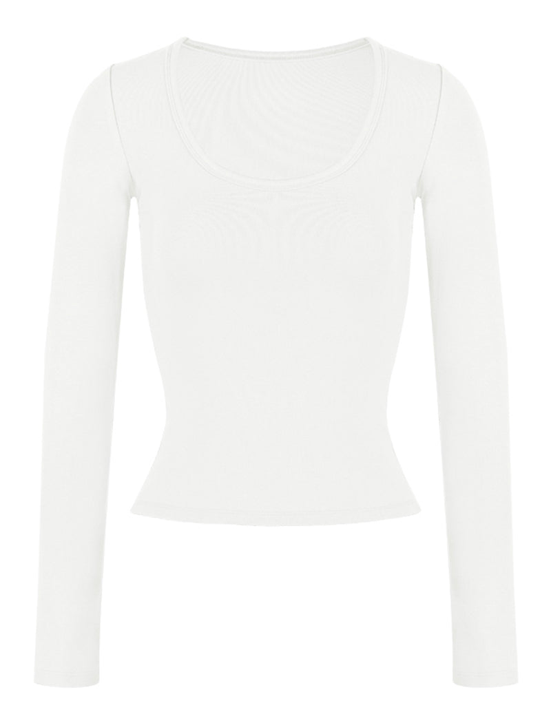 Fitted Long-Sleeve Crew Neck Top